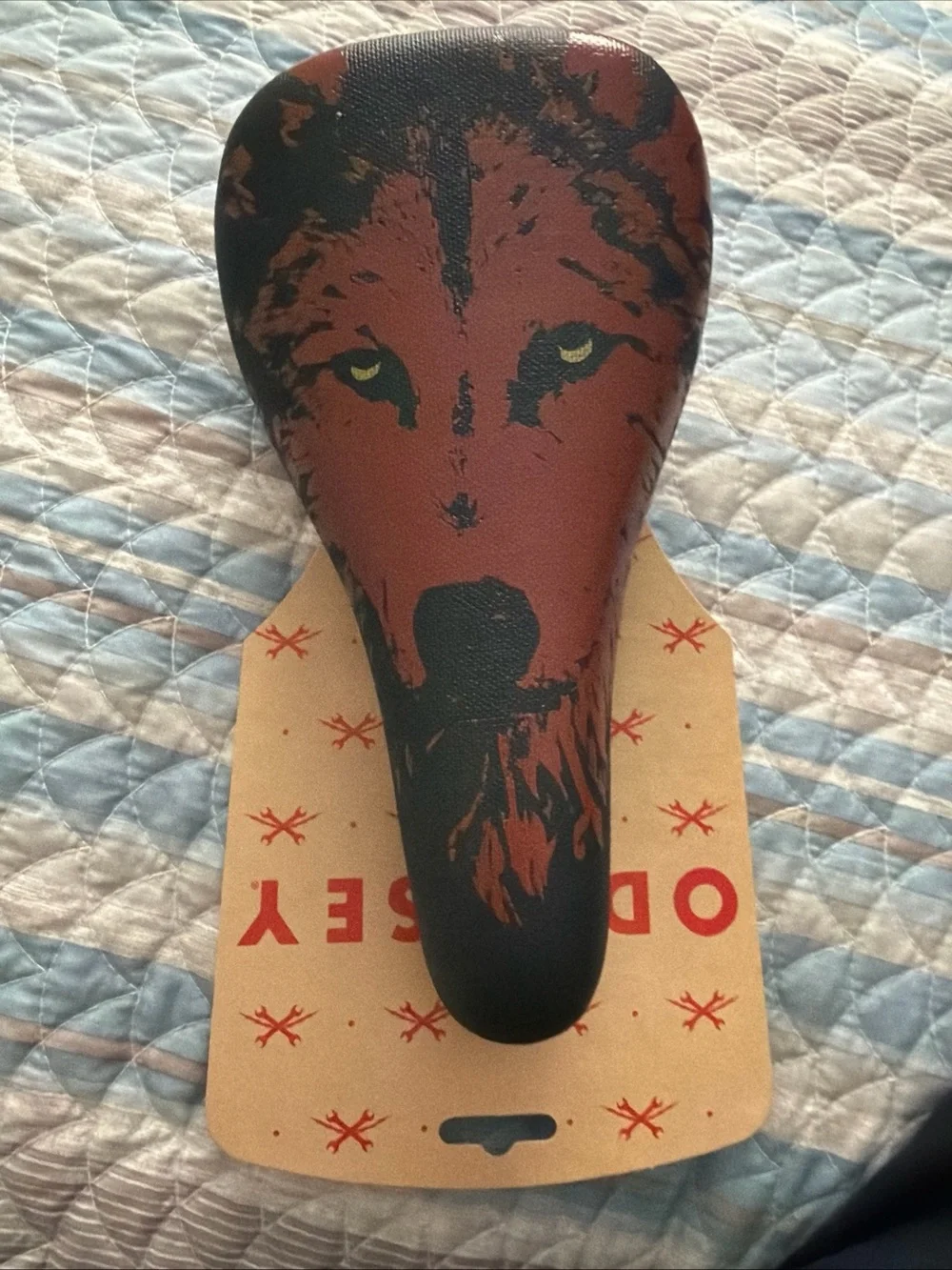 Wolf Graphic Brown & Black Decorative Bmx seat railed Bmx bike saddle